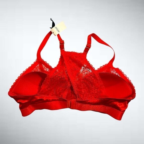 36D Aerie Real Power Wireless Push up Paisley Lace Bra in Holiday Red - Picture 3 of 8